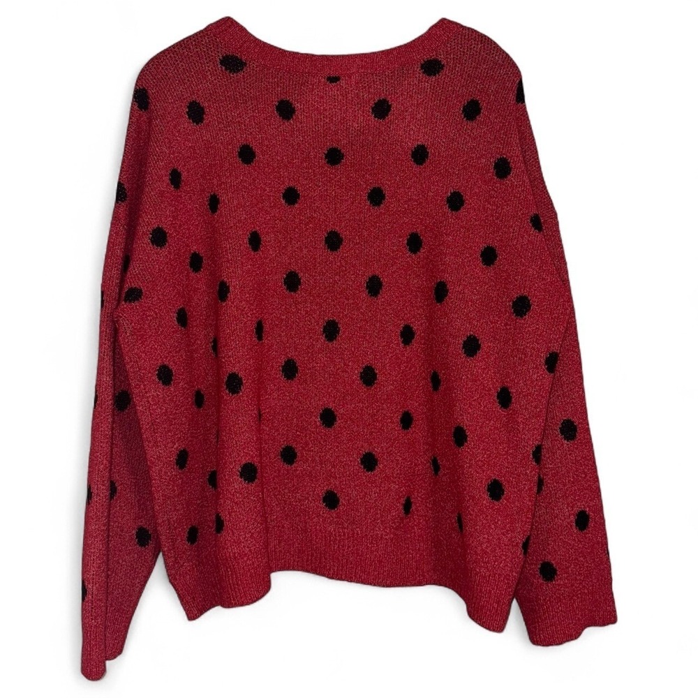 Adrienne Vittadini Womens 2X‎ Red Black Polka Dot Jolly Christmas Sweater - Picture 4 of 9